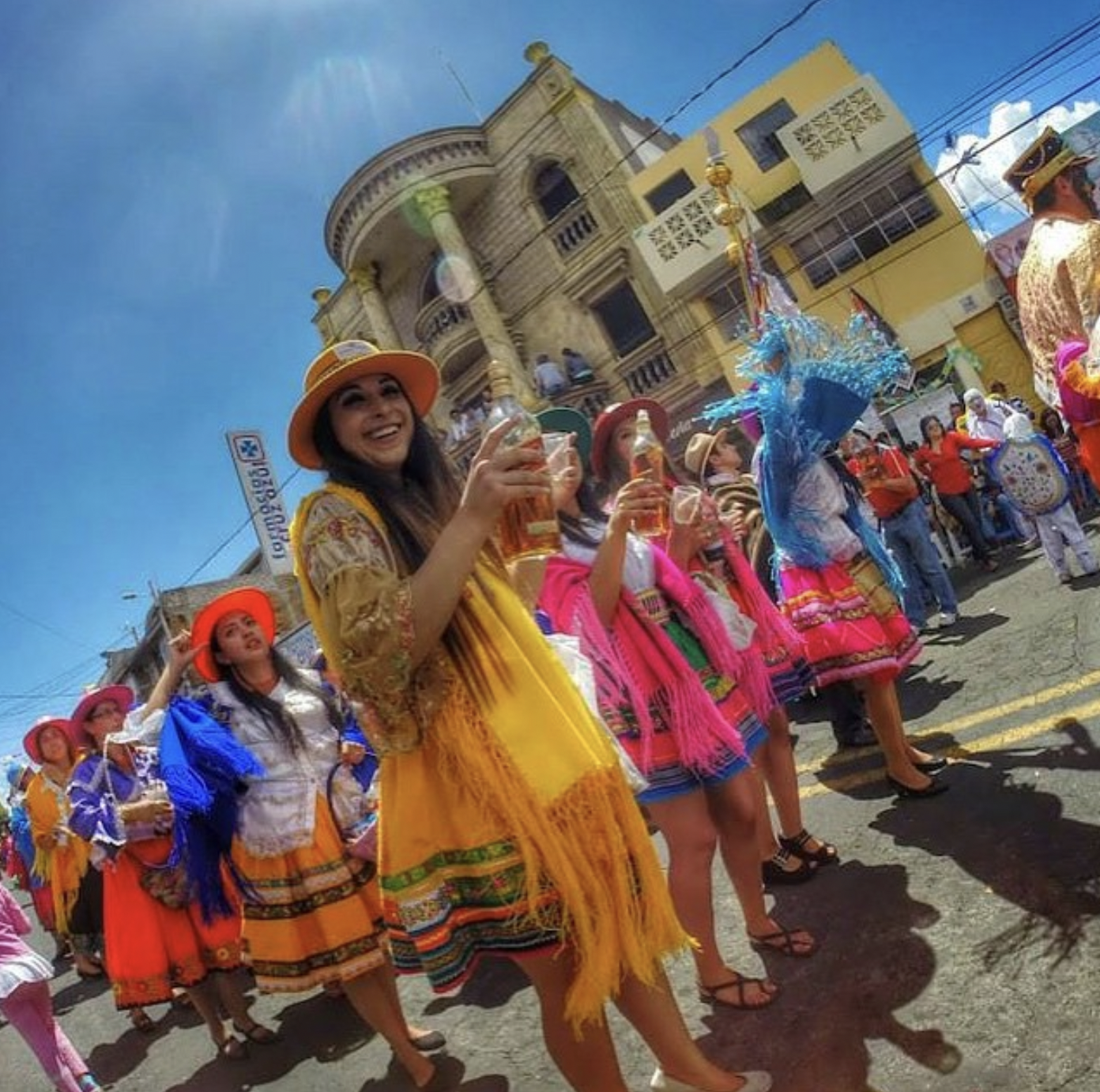 Vibrant Street Festival with Traditional Dancers