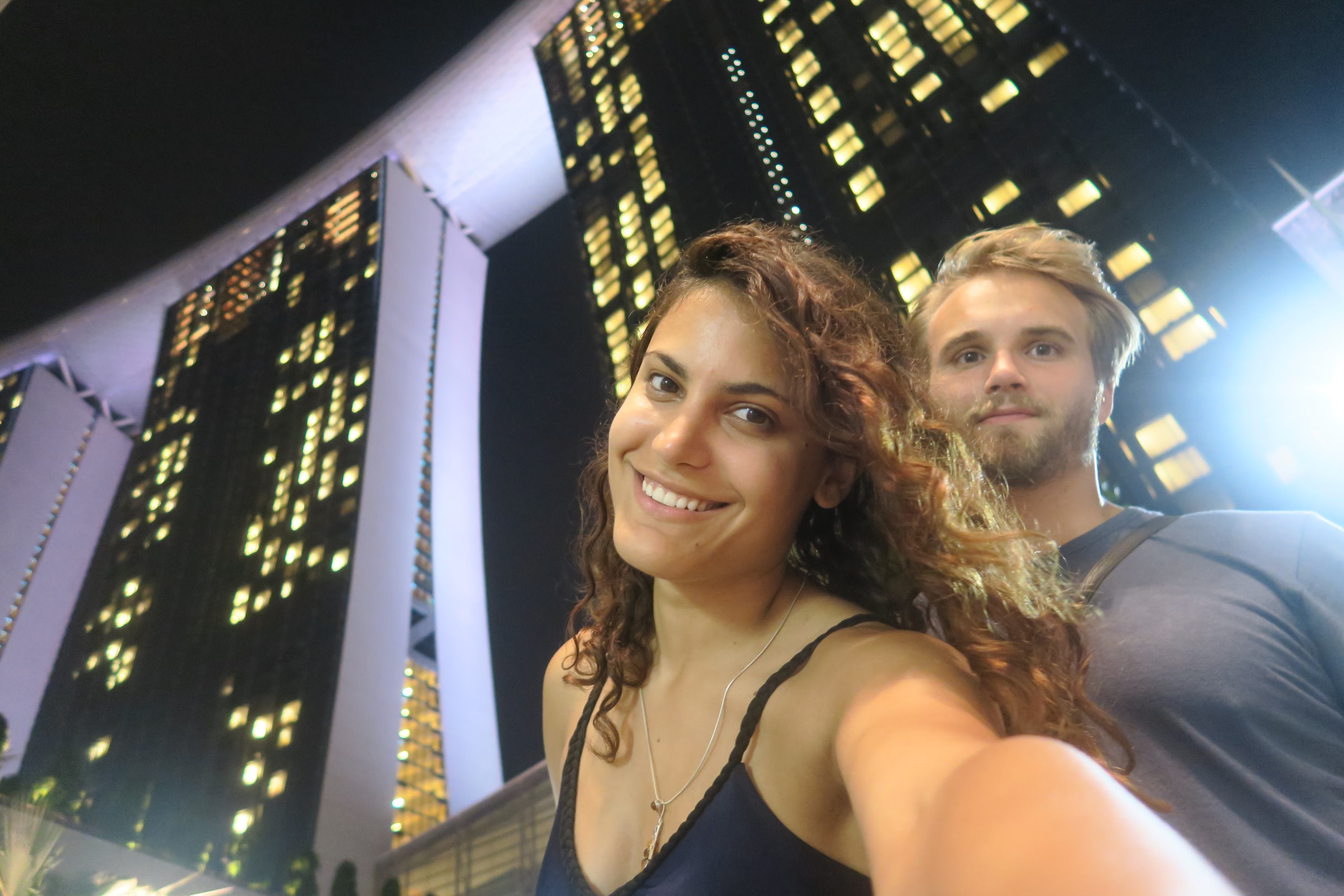 Nighttime Selfie with Singapore Skyline