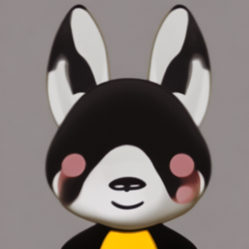Black and White Bunny Character Figurine – Studio Shot