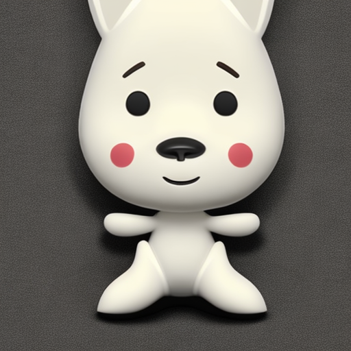Black and White Bunny Character Figurine – Studio Shot