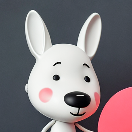 Black and White Bunny Character Figurine – Studio Shot