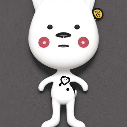 Black and White Bunny Character Figurine – Studio Shot
