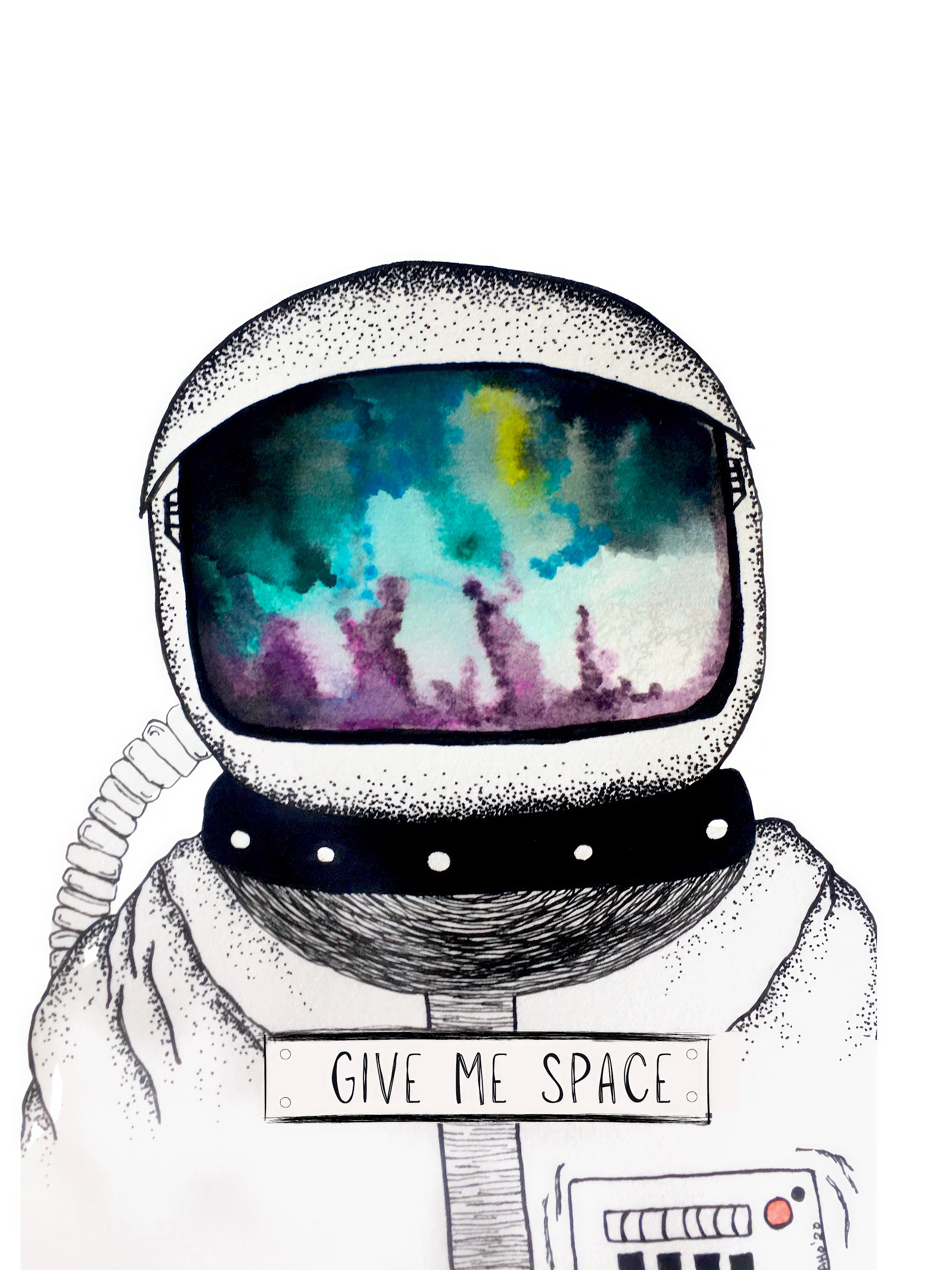 Stay Salty Vintage Deep-Sea Diver Mixed-Media Illustration