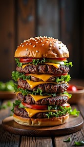 gourmet burger with towering triple huge thick meat 4.jpg
