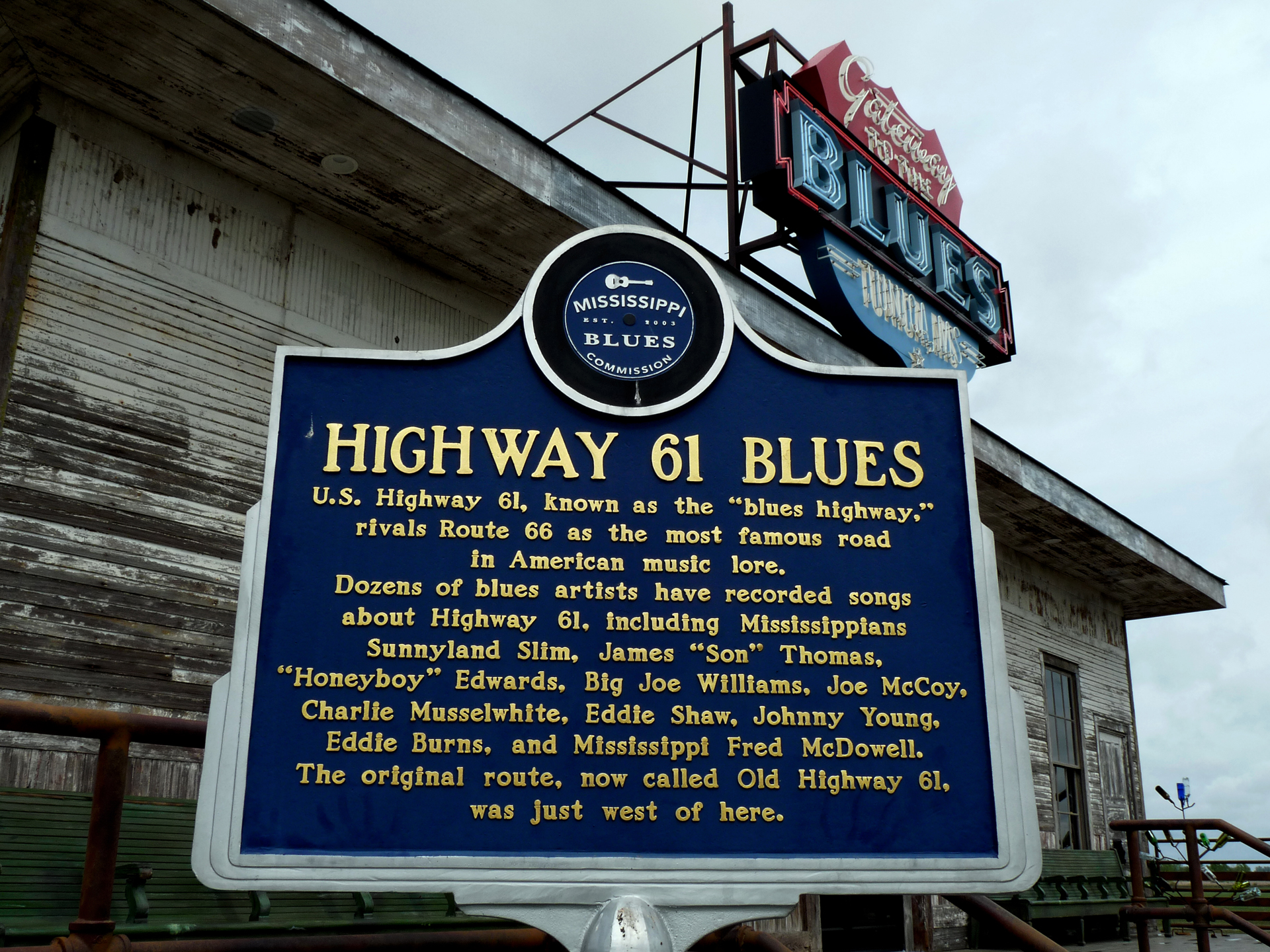 Mississippi Blues Trail marker for Highway 61