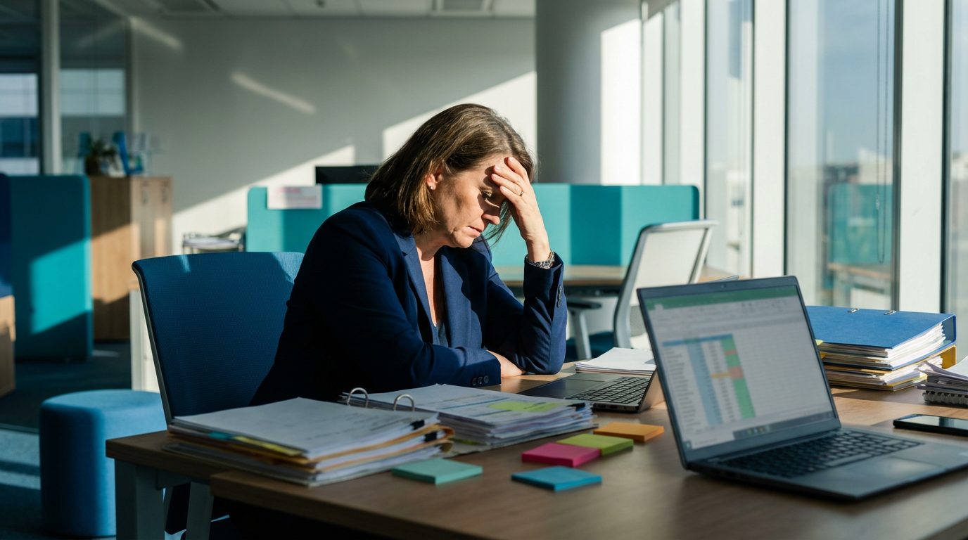 Fast Payroll for Cleaning Businesses: The Daily Discipline Secret 1 Payroll management cleaning business office manager overwhelmed by paperwork and time clock issues