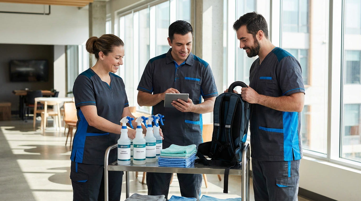 Payroll Percentage Guide: Healthy Benchmarks and Warning Signs 2 Productive cleaning business team working efficiently together