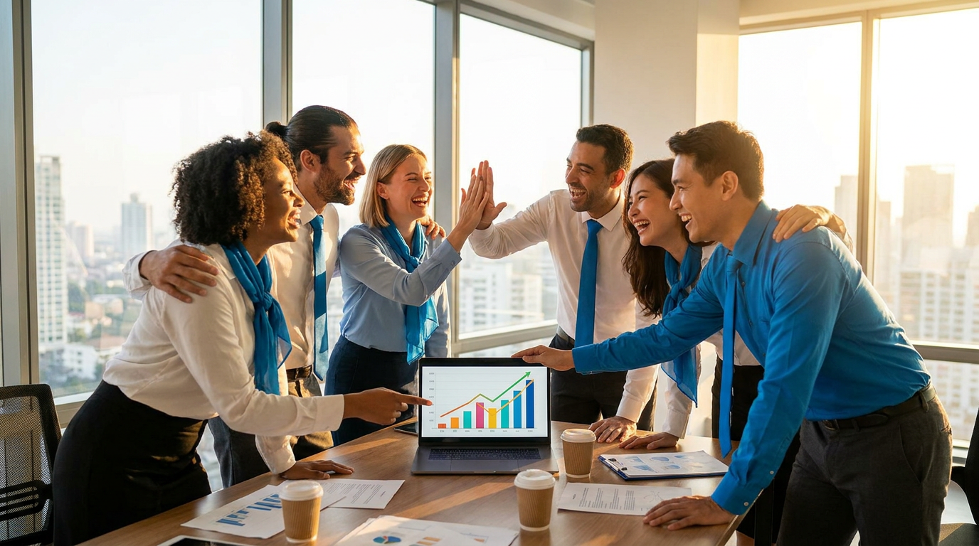 Vanity Metrics: Are You Measuring the Wrong Things? 2 Cleaning business team celebrating real profit growth and business success