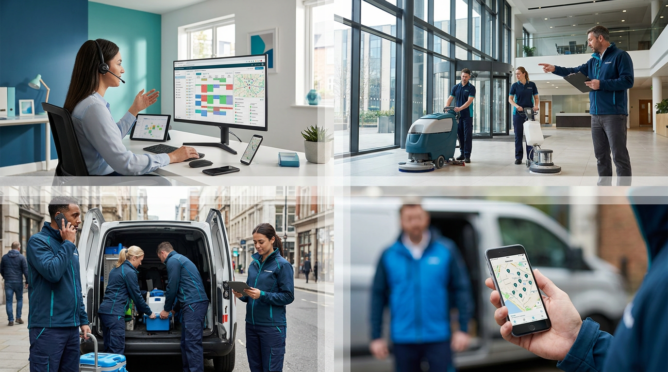Why More Clients Don't Mean More Cleaning Business Profit 2 Multiple cleaning teams coordinating schedules showing operational complexity that impacts cleaning business profit