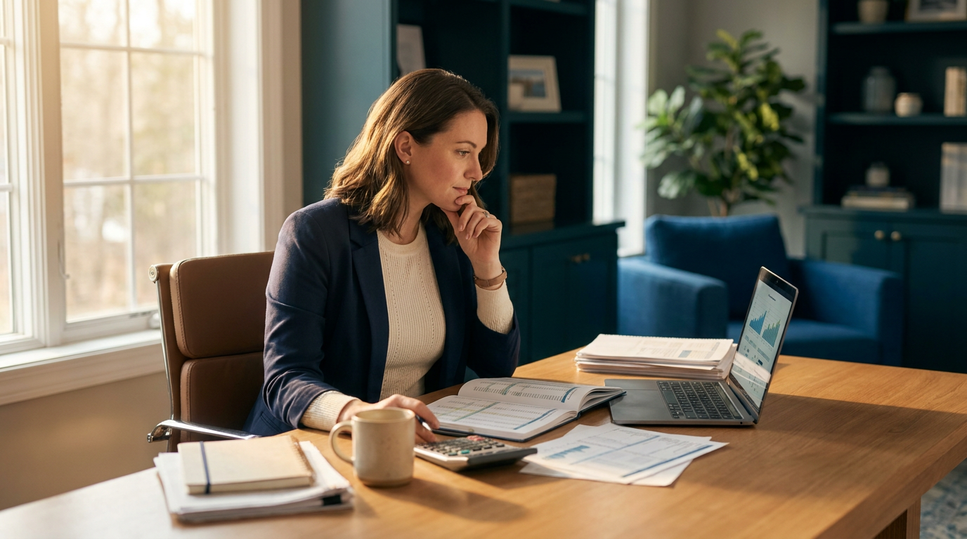 Revenue vs Profit: Which Should You Optimize For? 1 Cleaning business owner reviewing financial documents to understand revenue vs profit