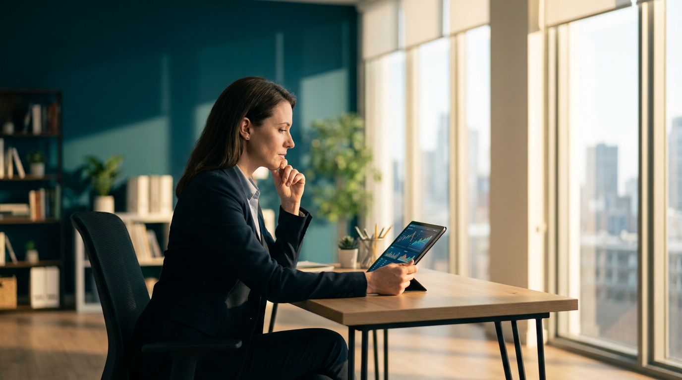 Sales-Driven vs. Profit-Driven Cleaning Business: A Comparison 2 Sales-driven vs profit-driven cleaning business owner reviewing financial metrics