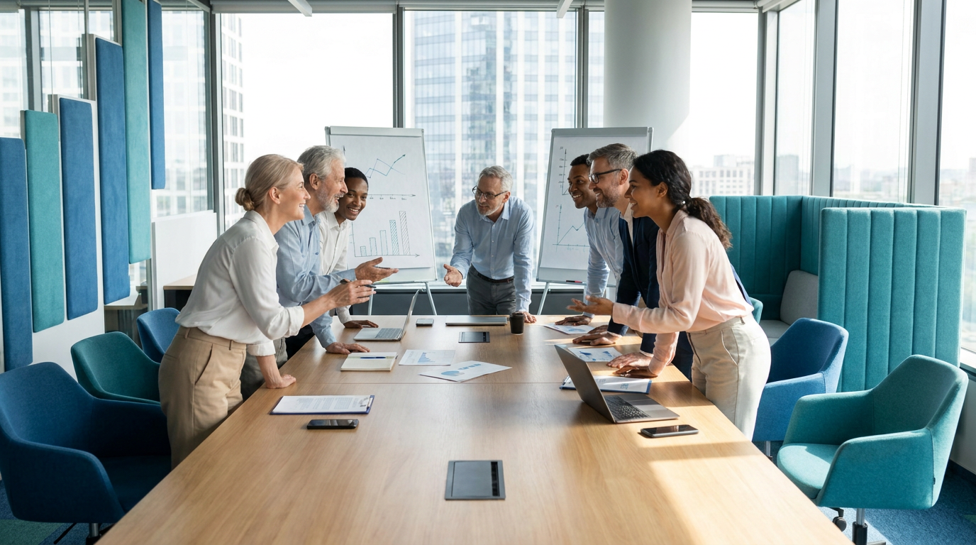 Sales-Driven vs. Profit-Driven Cleaning Business: A Comparison 3 Profit-driven cleaning business team collaborating on strategic planning