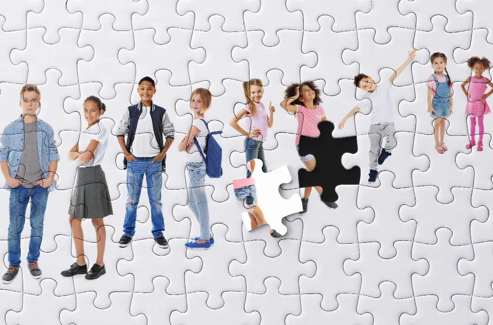Jigsaw Puzzle Featuring Children of Various Ages