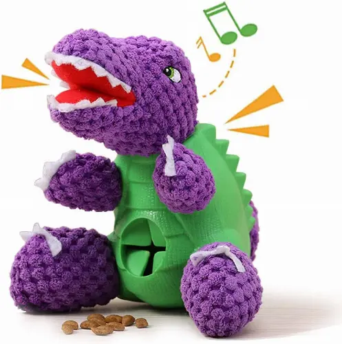 Squeaky Plush Dog Chew Toys Indestructible Dog Toys for Aggressive Chewers Interactive Dog Puzzle Toys Puppy Teething Chew Large Medium Small Breed Dog Toy (Purple+Green) - Image 1