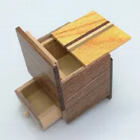 2 Sun 4 Step Natural Wood Cubic WITH HIDDEN DRAWER Japanese Puzzle Box