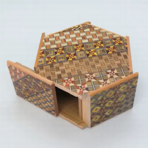 6 Step Hexagon Yosegi Japanese Puzzle Box - Image 1