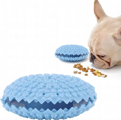 Dog Leaky Food Toys, TPR Interactive Bite Resistance Teeth Cleaning Dog Puzzle Toys, Training Treats Toys for Dogs Puppies(Blue) - Image 1