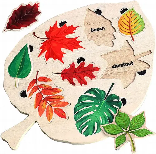 ANDBXH 554000 Creative Leaf Wooden Puzzle Educational Toy Colorful Puzzle Toy Exercise Children's Skills Hot World (Multicolor, One Size) - Image 1