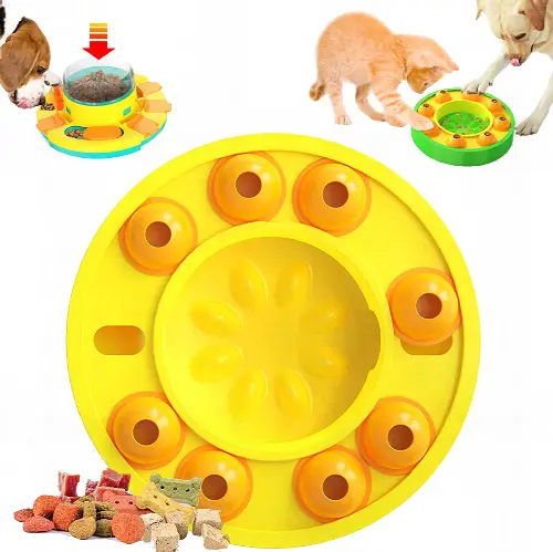 2-in-1 Wisdom Dog Toys Slow Leakage Feeding Training, Mobile Puzzle Spinning Food Leakage Turntable, Improve Pets IQ Interactive Dispensing Toy for Puppy IQ Stimulation &Treat Training (A) - Image 1