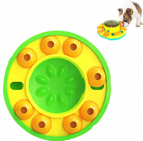 KDGENG Upgraded Wisdom Dog Toys, Slow Leakage Feeding Training Toys, Dog Press Feeder, Spinning Food Dispensing Toys, Treat Dispensing Puzzle Toys for Dogs, Improve Pets IQ Toys (Level 1, Green) - Image 1