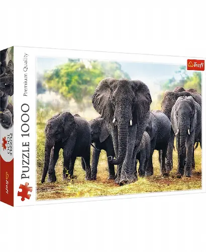 Jigsaw Puzzle African Elephants, 1000 Piece - Image 1