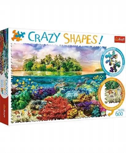 Trefl Crazy Shape Jigsaw Puzzle Tropical Island, 600 Piece - Image 1