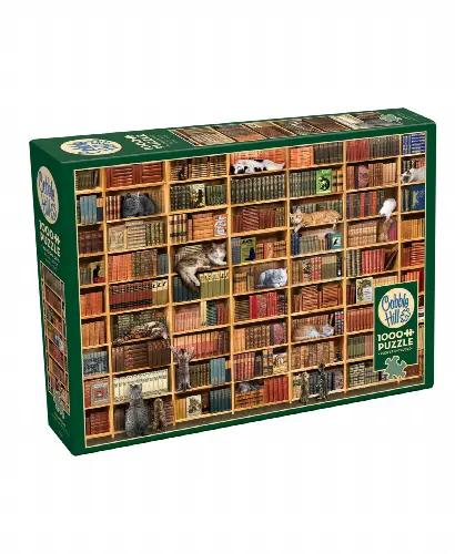 Cobble Hill: The Cat Library 1000 Piece Jigsaw Puzzle - Image 1