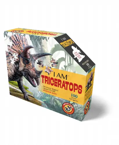 Madd Capp Games Jr. - I Am Triceratops - 100 Pieces - Animal Shaped Jigsaw Puzzle - Image 1