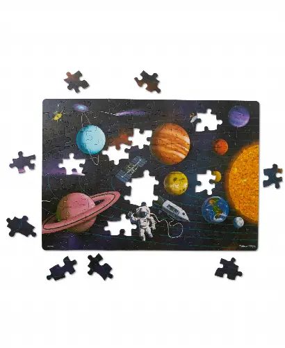 Melissa Doug Natural Play Cardboard Jigsaw Floor Puzzle: Outer Space 100 Pieces - Image 1