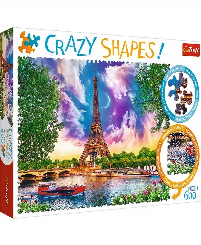 Trefl Crazy Shape Jigsaw Puzzle Sky Over Paris, 600 Pieces - Image 1