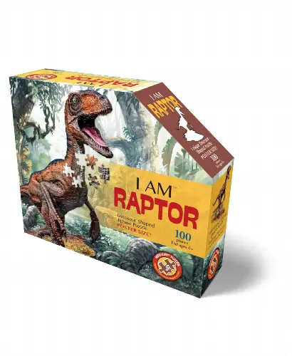 Madd Capp Games Jr. - I Am Raptor- 100 Pieces - Animal Shaped Jigsaw Puzzle - Image 1