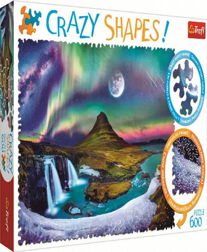 Trefl Crazy Shape Jigsaw Puzzle Aurora Over Iceland, 600 Pieces - Image 1