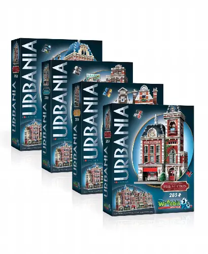 Wrebbit 3D Urbania Collection 3D Jigsaw Puzzles Bundle of Hotel, Cinema, Cafe and Fire Station - Image 1