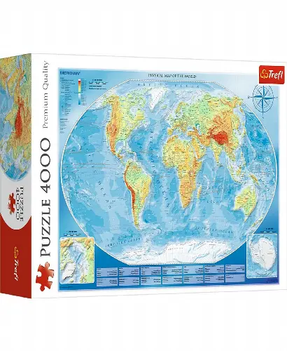 Trefl Jigsaw Puzzle Large Physical Map of The World, 4000 Pieces - Image 1