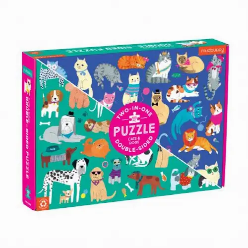 Cats and Dogs 100 Piece Double-Sided Puzzle - Image 1