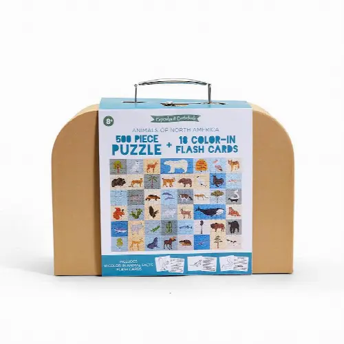 500pc North America Animals Puzzle with Flashcards - Image 1