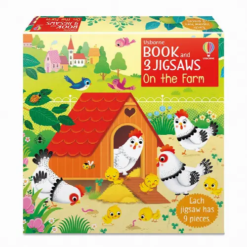 On The Farm - Book & 3 Jigsaw Puzzles - Image 1