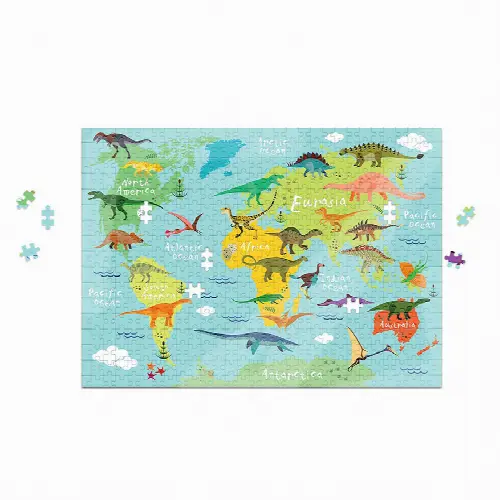 500 pc When Dinosaurs Roamed the Earth Puzzle with Color-In Poster in Storage Suitcase - Image 1