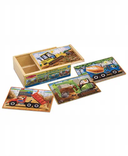 Melissa and Doug Kids Puzzle, Construction Vehicles Jigsaw Puzzles in a Box - Image 1