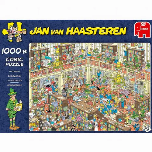 Jan van Haasteren Comic Puzzle - The Library (1000 Pieces) | Jigsaw - Image 1