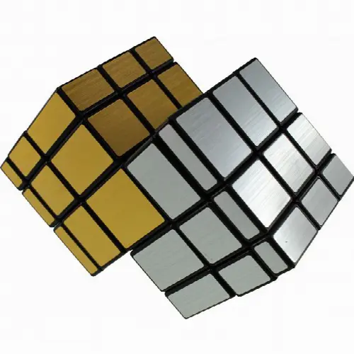 Mirror Double Cube - Black body (Gold and Silver Stickers - Image 1