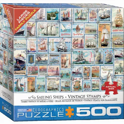 Sailing Ships: Vintage Stamps - Large Piece Jigsaw Puzzle - Image 1