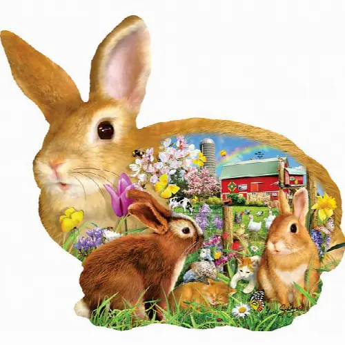 Springtime Bunnies - Shaped Jigsaw Puzzle | Jigsaw - Image 1