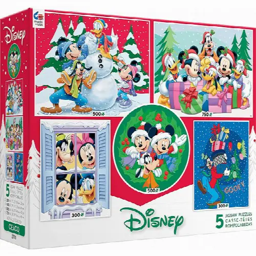 5 in 1 Multi-Piece Puzzle Set - Disney Holiday Fun | Jigsaw - Image 1