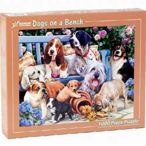 Dogs on a Bench | Jigsaw - Image 1