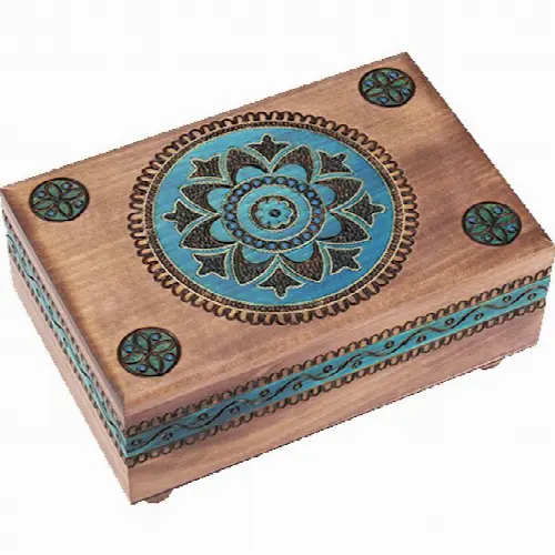 Brown Puzzle Box with Geometric Designs - Image 1