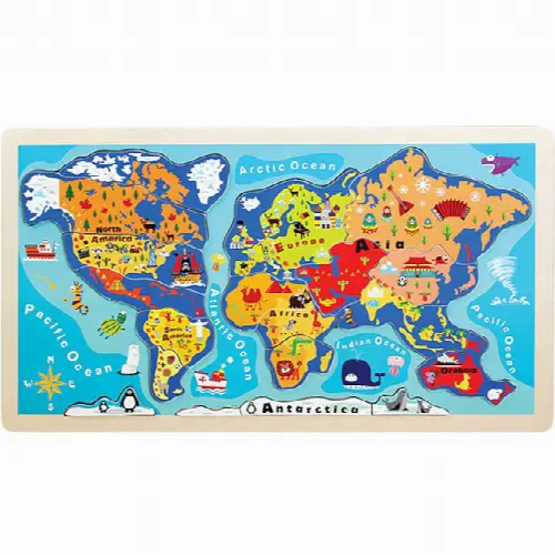 Little Moppet: World Map Wooden Tray Puzzle - Image 1