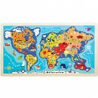 Little Moppet: World Map Wooden Tray Puzzle