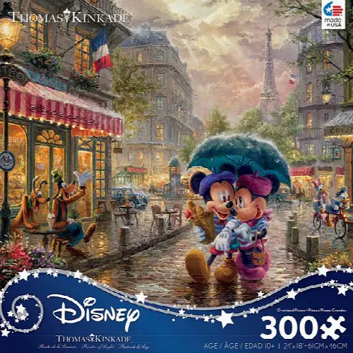 Thomas Kinkade: Disney - Mickey & Minnie in Paris - Large Piece | Jigsaw - Image 1