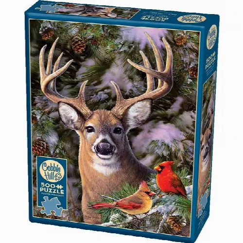 One Deer Two Cardinals - Large Piece | Jigsaw - Image 1